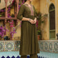 Janasya Olive Rayon Embroidered Kurta & Bottom | Swadesiicart