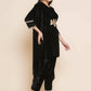 Women Republic Black Velvet Kaftaan Style Kurta With Pants | Swadesiicart