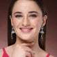 NVR Wome's Silver-Plated AD- Studded Peacock-Shaped Drop Earrings | Swadesiicart