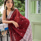 Exclusive Collection Maroon Most Trending Beautiful Pure Cotton Handloom Saree - Swadesiicart