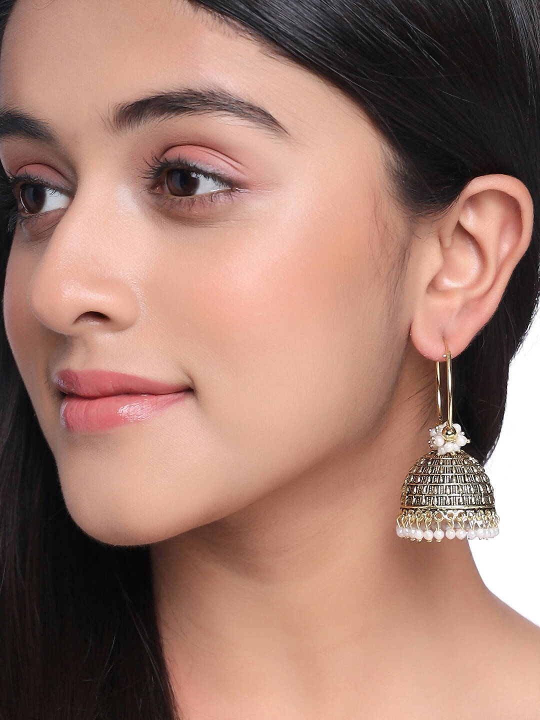 NVR Women Gold Toned Contemporary Jhumkas Earrings | Swadesiicart