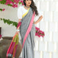 Beatitude Grey Cotton Handloom Saree