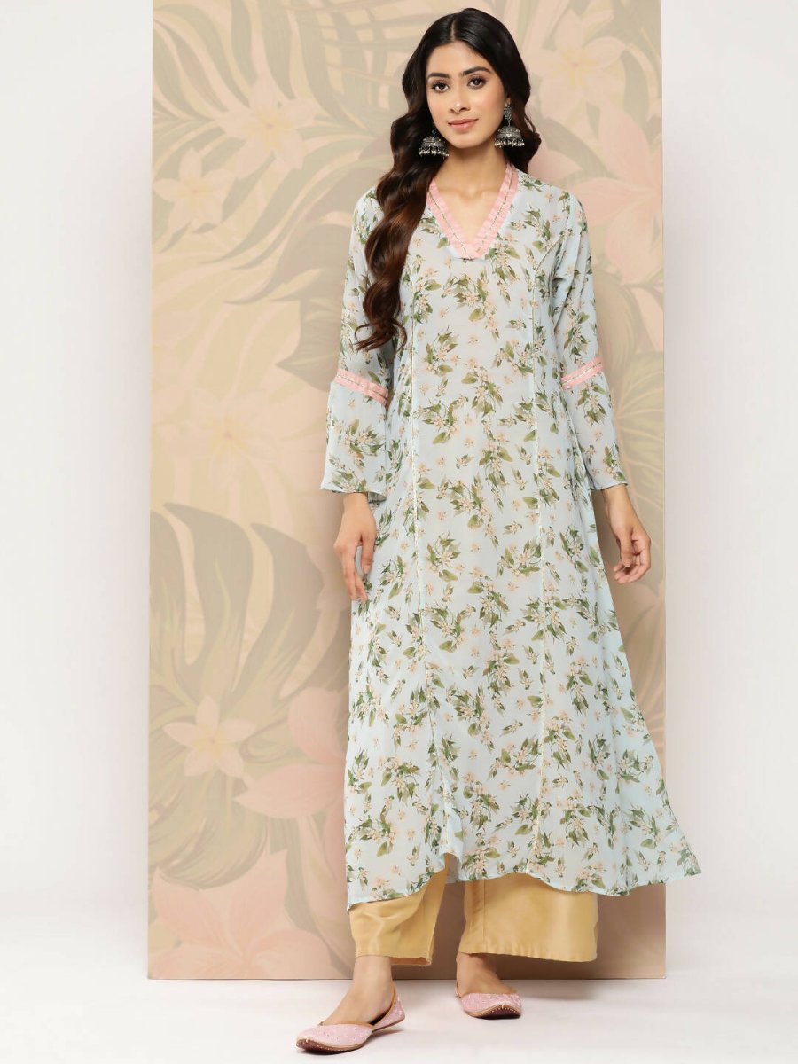 Ahalyaa Women's Traditional wear Kurta - Sky Blue | Swadesiicart