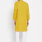 Even Apparels Yellow Pure Cotton Men's Sherwani Kurta With Asymetrical Cut | Swadesiicart