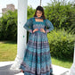 All Season Designer Blue With Multycolor Pure Maslin Gown - Anbazaar