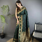Joban Fashion Dark Green Banarasi Soft Silk Woven Saree | Swadesiicart