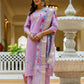 The52 Lavender Women's Gorgeous Embroidered work Viscose Gadhwal Fabric Straight Kurta, Pant and Dupatta Set - Swadesiicart