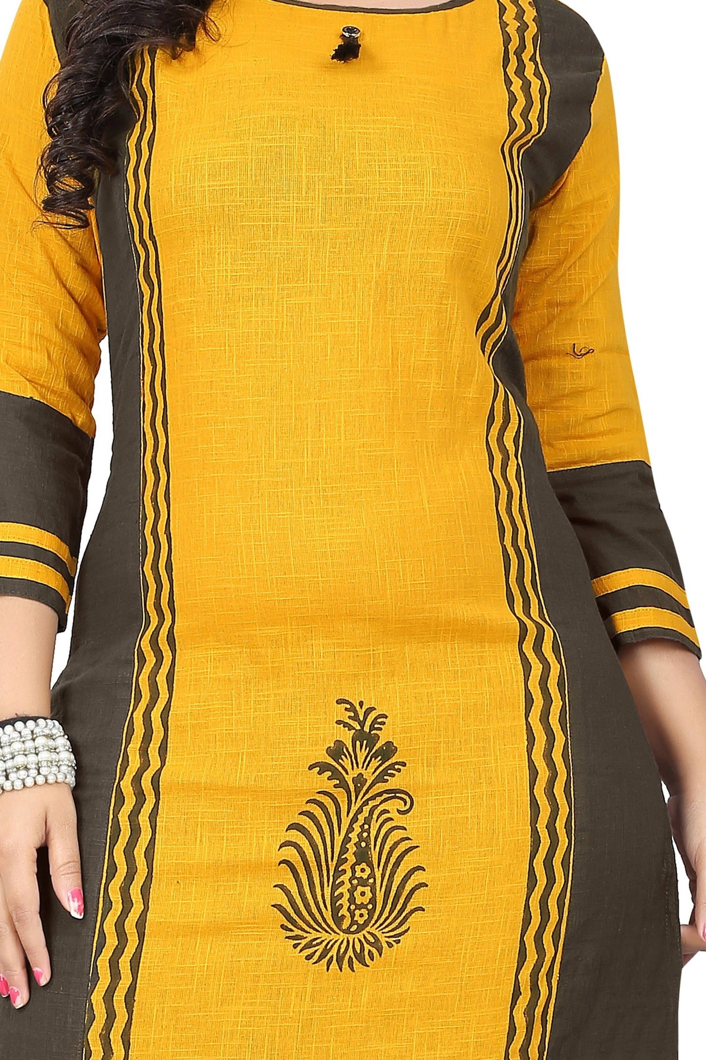 NOZ2TOZ Women's Yellow Cotton Kurta (1 Pc Set) - Swadesiicart