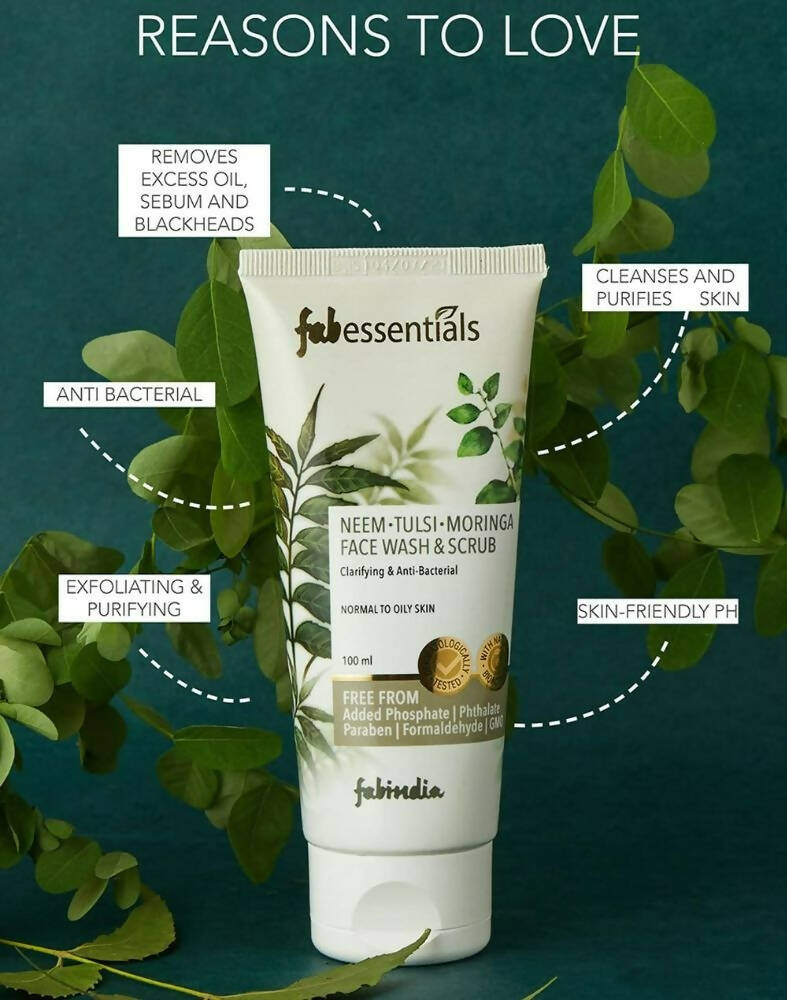 Fabessentials Neem Tulsi Moringa Face Wash & Scrub - Swadesiicart