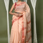Very Much Indian Handloom Cotton Silk Maheshwari Saree With Sleek Golden Border - Beige | Swadesiicart