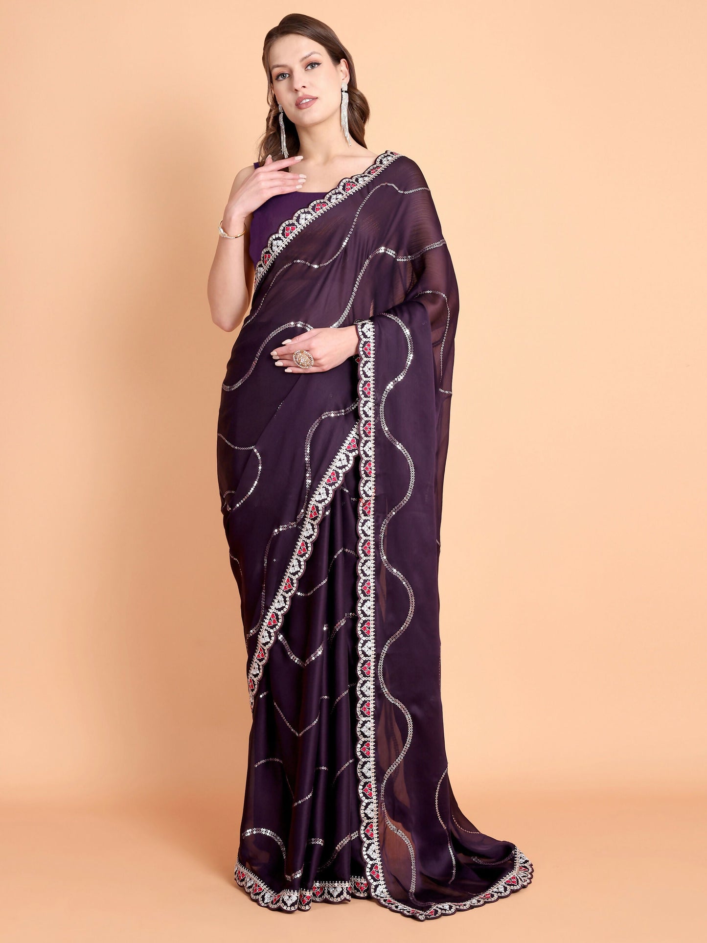 Vamsee Laxmibai Magenta Georgette Saree - Swadesiicart