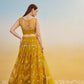 Aastha Fashion Mustard Yellow Butterfly Net Tone To Tone Cotton Thread Work And Sequence Work Embroidery Wedding Wear Lehenga Choli