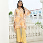 Vaasva Women's Lemon Georgette Marble Print Kaftan Pant Set | Swadesiicart