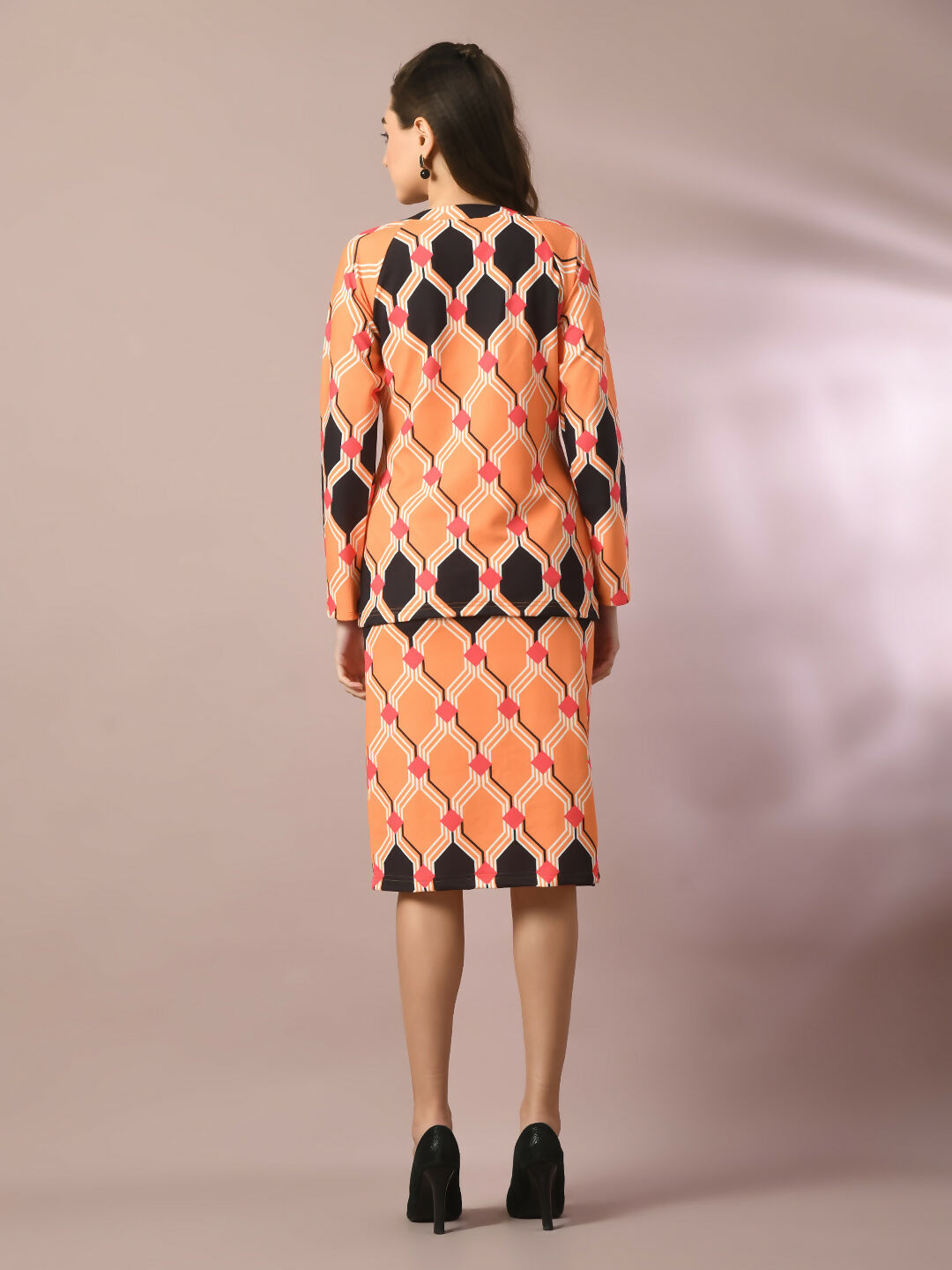 Myshka Women's Multi Printed Round Neck Party Top With Skirt Co-ord set - Swadesiicart