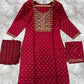 Jyoti Fashion Women's Maroon 14KG Rayon Foil Print with Embroidery Kurta Set | Swadesiicart