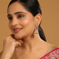 Nuyug 22K Gold-Plated Enamel & Beaded Dome Shaped Jhumka Earrings | Swadesiicart