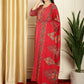 Jyoti Fashion Women's Red Pashmina Floral Digital Printed Kurta with Trouser & Dupatta | Swadesiicart