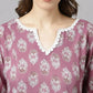 FIORRA Women's Light Purple Cotton A-Line Kurta Palazzo Set - Swadesiicart