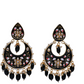 Black Gold-Polished Brass & Pearl Dangle Women Earrings| Hand Painted Meenakari Chandbali Traditional Ethnic Wear Earrings By House of Ree - Swadesiicart