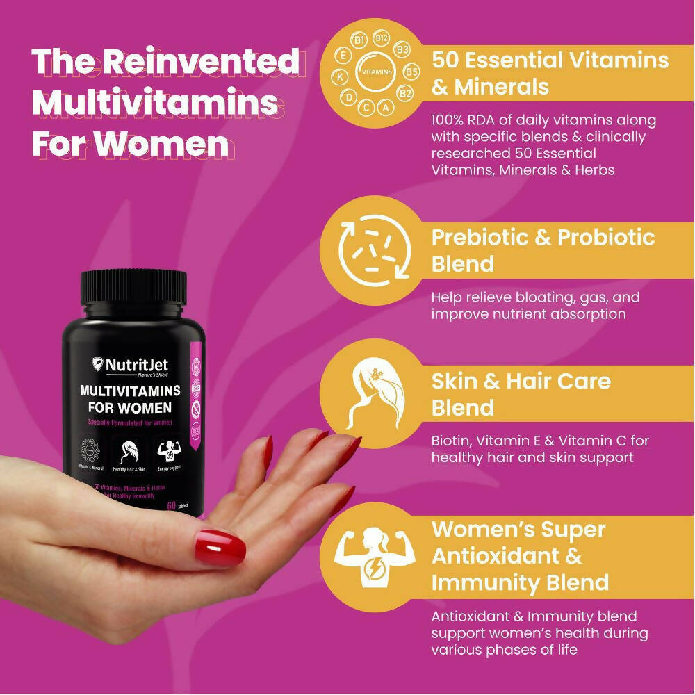 NutritJet Multivitamin Vegetarian Tablets For Women | Swadesiicart