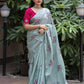 Pine Pure Linen Ethnic Motifs Saree with Unstitched Blouse - Hiral Fashion | Swadesiicart
