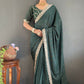 Vastranavya Sea Green Georgette Silk Swarovski & Heavy Lace Work Ready to Wear Saree | Swadesiicart