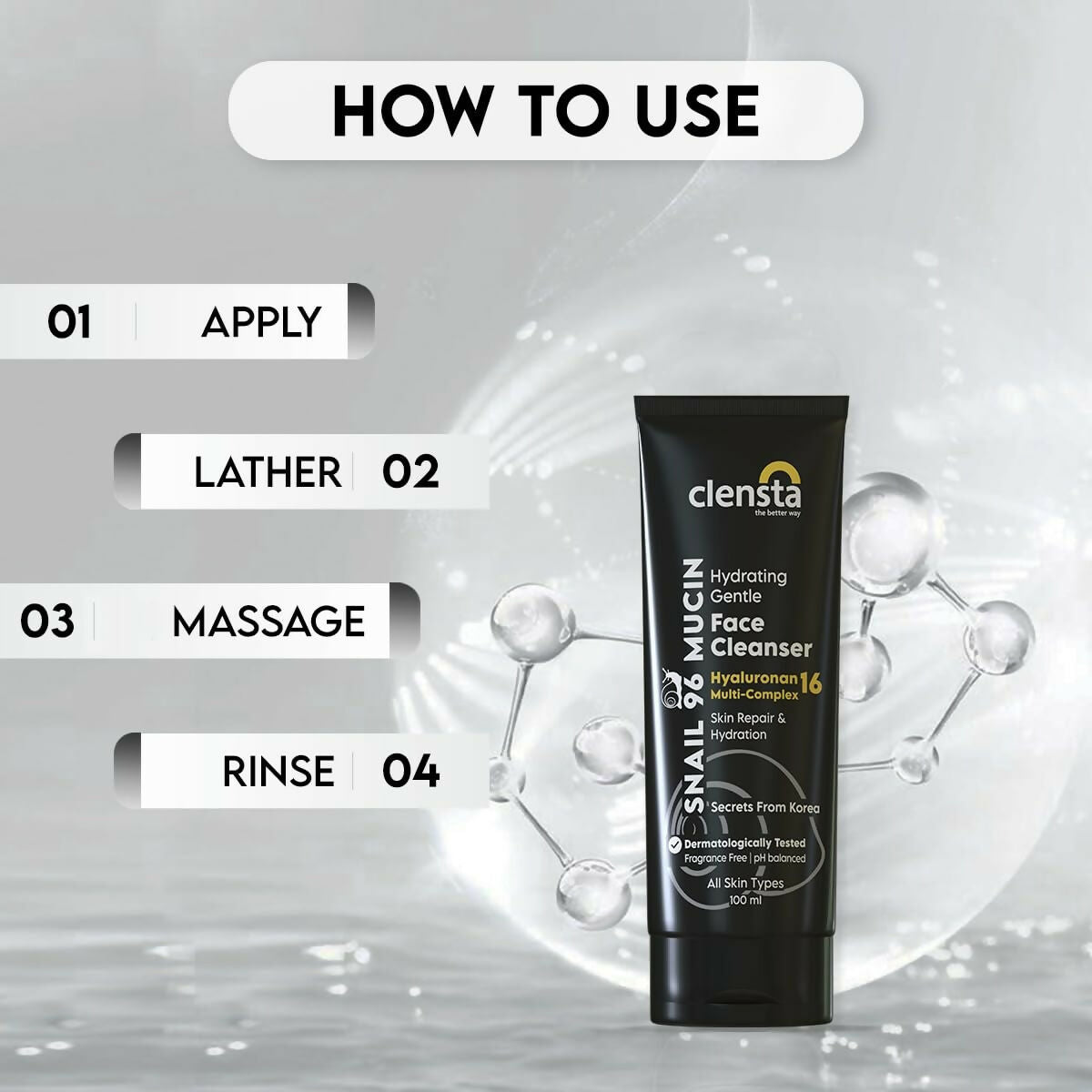 Clensta Snail 96 Mucin Skin Repair Gentle Face Cleanser - Swadesiicart