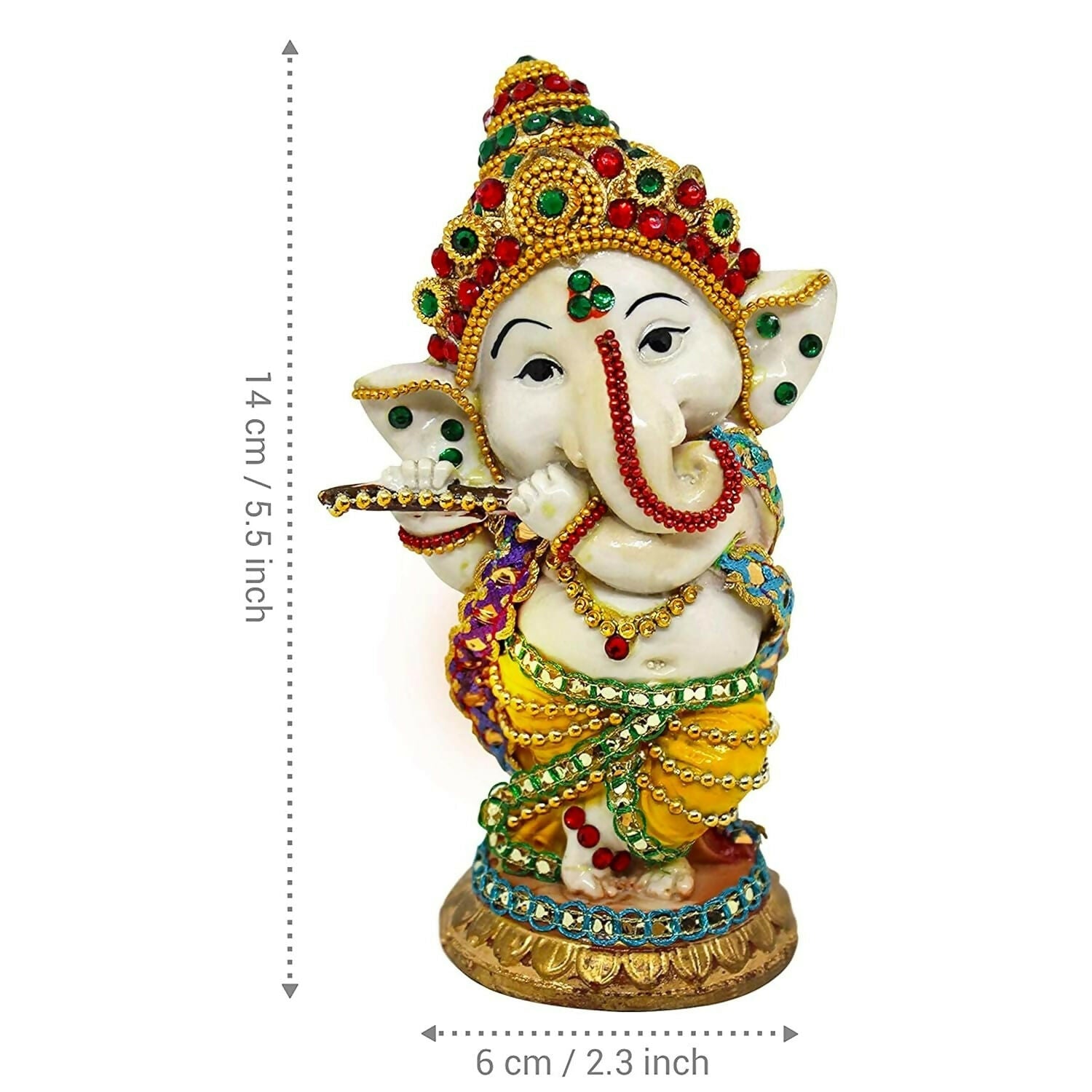 Tied Ribbons Decorative Murli Ganesh Idol - Swadesiicart