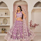 Aastha Fashion Lavender Butterfly Net White Cotton Thread Work, Zari Work And Sandwich Sequence Work Embroidery Wedding Wear Lehenga Choli