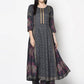 Aniyah Rayon Dark Grey Color Block Print Anarkali Palazzo Set (AN-199K)