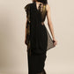Ahalyaa Women's Black Georgette Ruffles Ready to Wear Saree | Swadesiicart