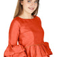 Aastha Fashion Women's Orange Art Silk Bell Sleeves attire with Poly Cotton Lining Blouse
