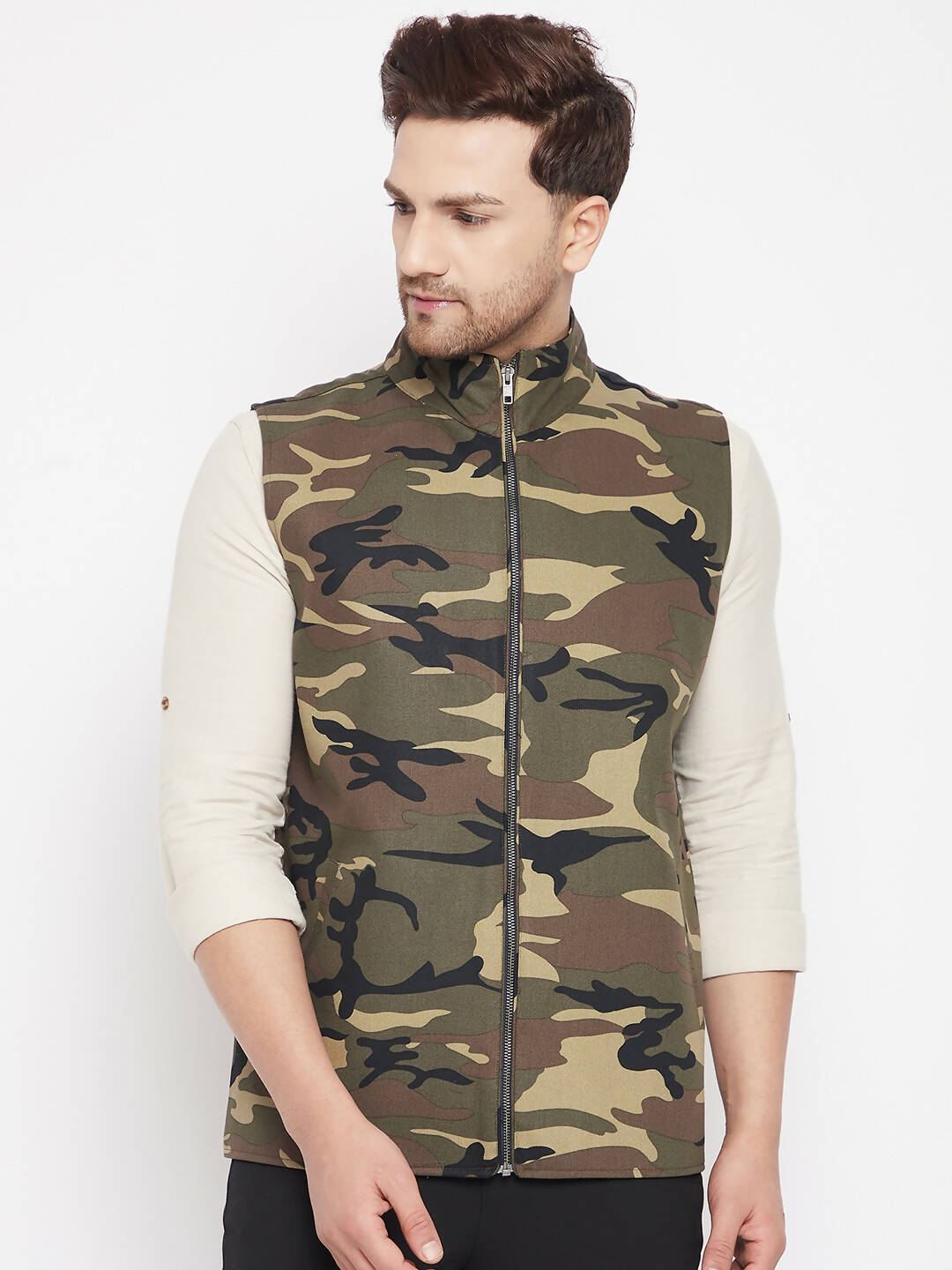 Even Apparels Multi Cotton Men Woven Nehru Jacket | Swadesiicart