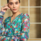 Pomcha Jaipur Blue Saadgi Phulwari Anarkali Set | Swadesiicart