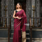 Very Much Indian VMI Exclusive Designer! Handloom Cotton Silk Saree With Sleek Golden Border - Maroon Shade | Swadesiicart