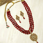 Gold-Polished White Maroon Kundan Studded Beaded Handcrafted Jewellery Set - Ruby Raang - Swadesiicart