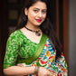 Green Cotton Crepe Batik Print Saree with Unstitched Blouse - Hiral Fashion | Swadesiicart