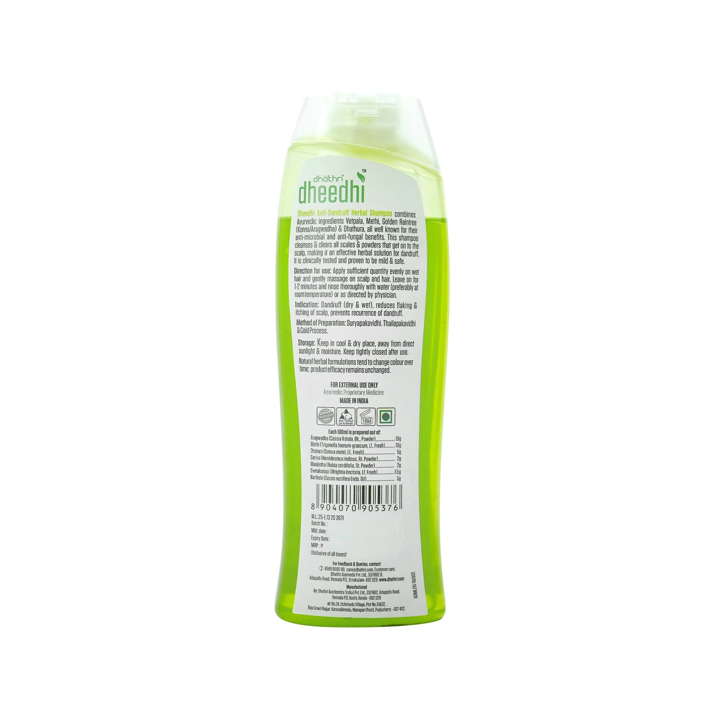 Dhathri Dheedhi Anti-Dandruff Hair Shampoo To Reduce Dandruff & Itchiness - Swadesiicart