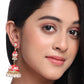 NVR Women Gold-Polished Red Kundan Jhumkas Earrings | Swadesiicart