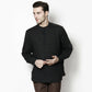 Even Apparels Black Linen Linen Men's Kurta With Band Collar | Swadesiicart