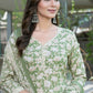 BulBul Fashionista Green Floral Cotton Kurta Set with Dupatta - Swadesiicart