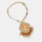 NVR Women & Men Set of 2 Peach Lotus Shape Kundan Stone-Studded & Beaded Bhaiya Bhabhi Rakhi With Roli Chawal | Swadesiicart