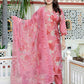 Miravan Women's Muslin Pink V-Neck Embroidered Kurta with Palazzo and Dupatta - Swadesiicart