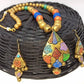 Terracotta Multi Colour Boho Style Neckset With Matching Earrings-Multi Colour