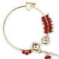Gold-Polished White Red Stone-Studded Pearl Beaded Nosepin - Ruby Raang | Swadesiicart