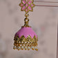 Pink Enamel Small Jhumki Earrings By House of Ree - Swadesiicart