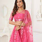 Aastha Fashion Bright Pink Butterfly Net Tone To Tone Thread Work And Sequence Work Embroidery Wedding Wear Lehenga Choli