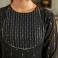 Janasya Black Georgette Foil Print Kurta,Bottom & Dupatta | Swadesiicart