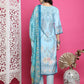 Jyoti Fashion Women's Turquoise Satin Traditional Digital Print with Crystal work Kurta with Trouser & Dupatta | Swadesiicart
