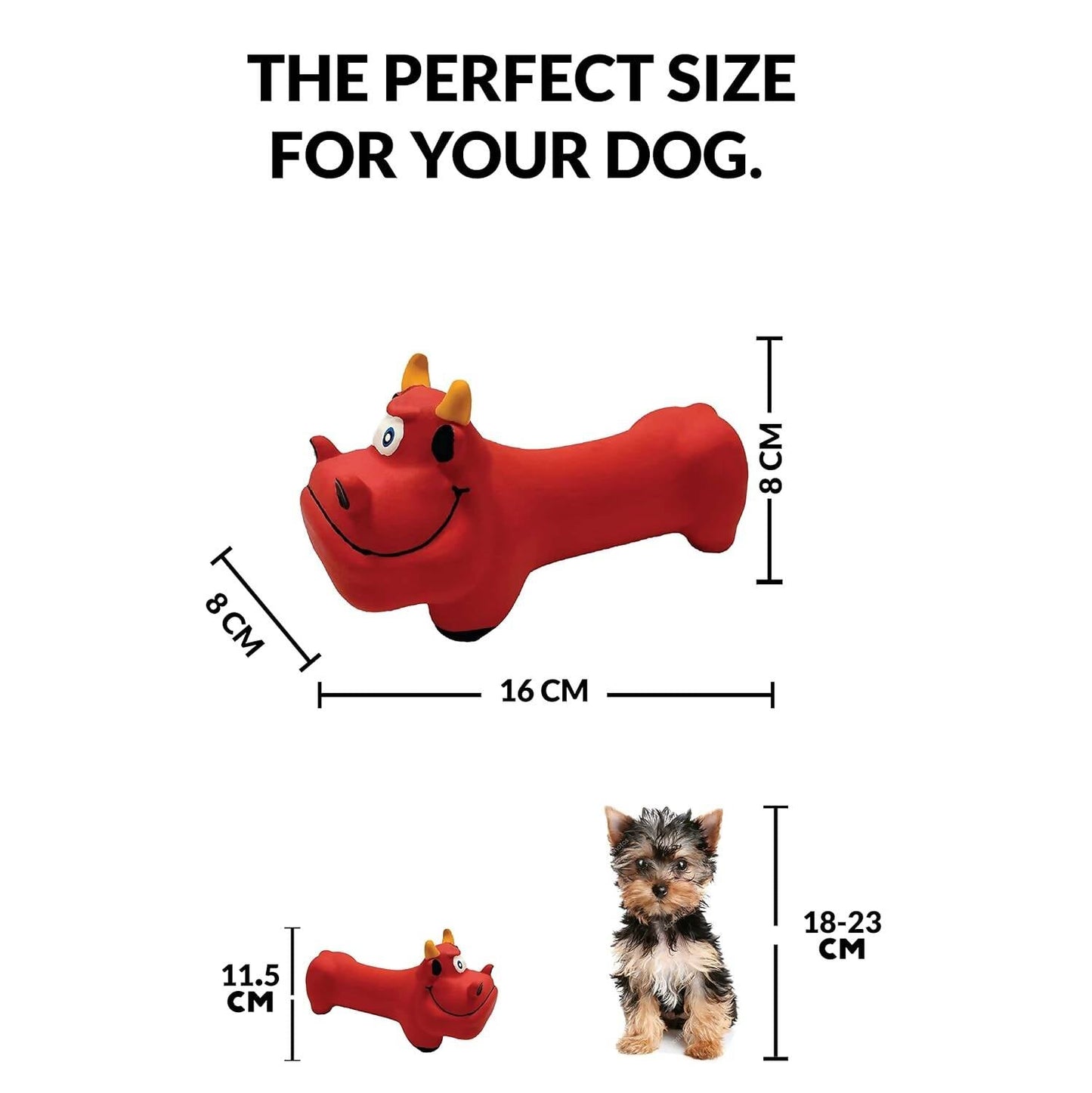 Goofy Tails Latex Dog Toys - Bull (Red) - Swadesiicart